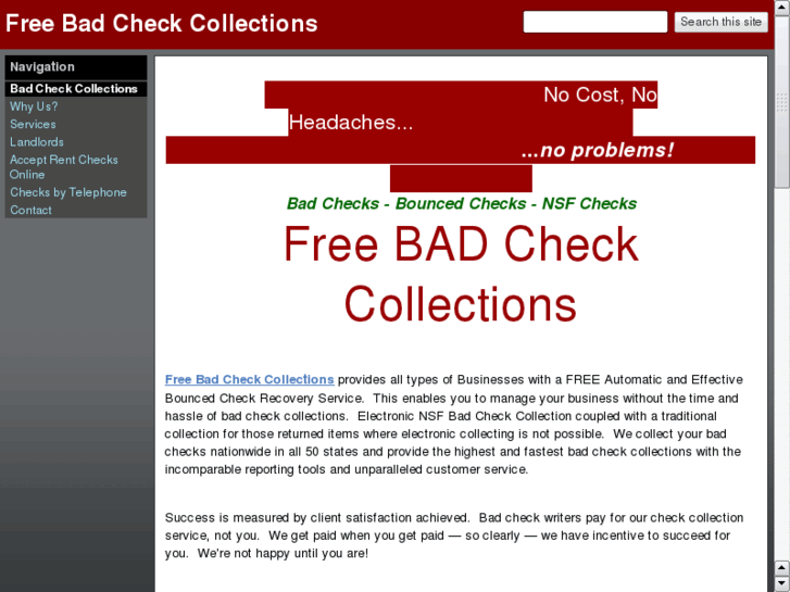 www.freebadcheckcollections.com