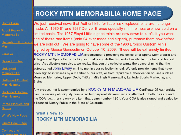 www.rockymtnmemorabilia.com