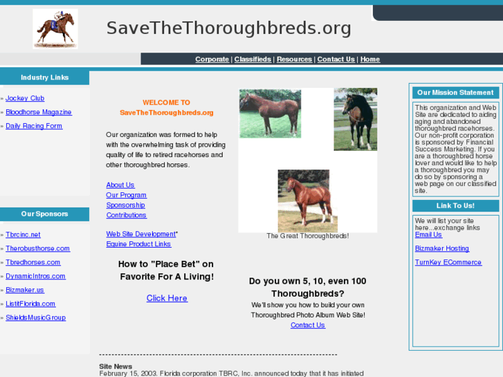 www.savethethoroughbreds.org