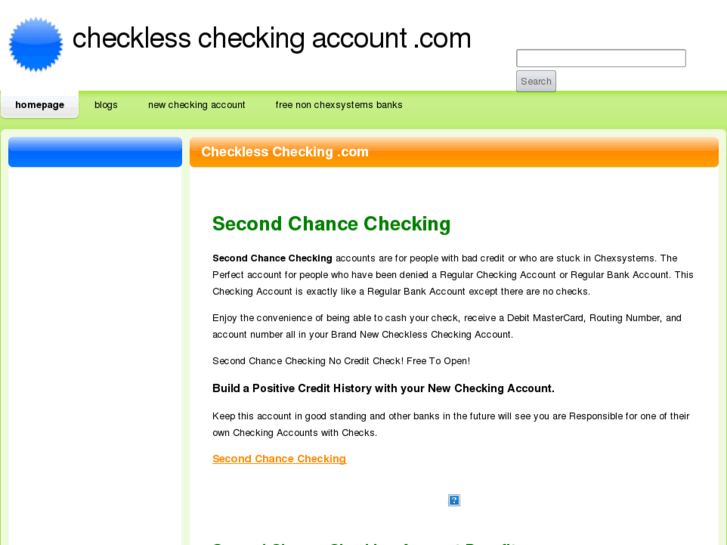 www.checklesscheckingaccount.com