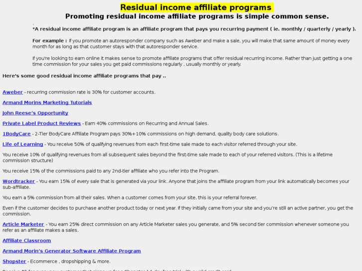 www.residualincomeaffiliateprograms.net