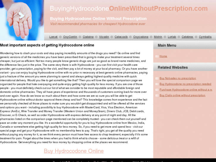 www.buyinghydrocodoneonlinewithoutprescription.com