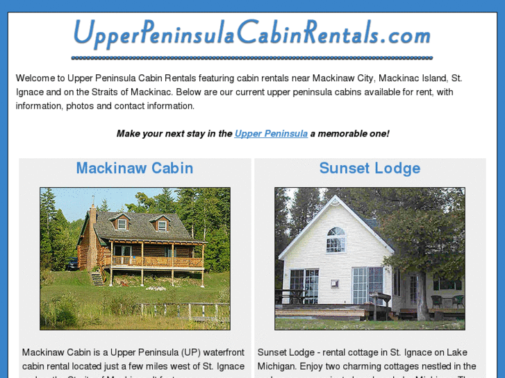 www.upperpeninsulacabinrentals.com