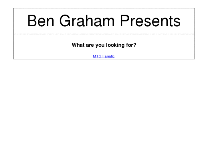 www.bengrahampresents.com