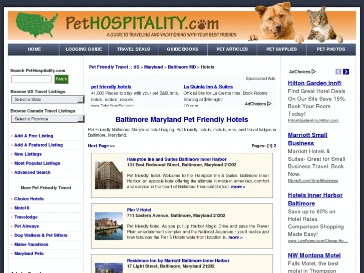 www.baltimorepetfriendlyhotels.com