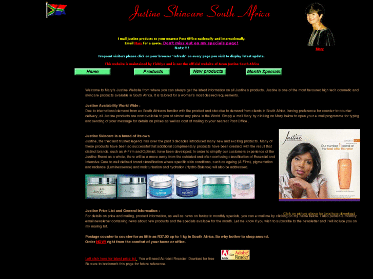 www.justineskincareproducts.com