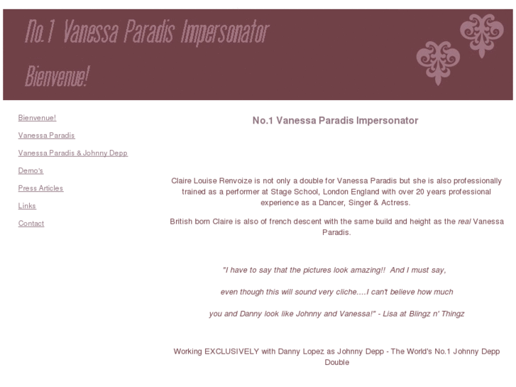 www.vanessaparadisimpersonator.com