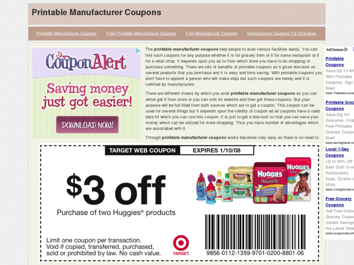 www.printablemanufacturercoupons.com