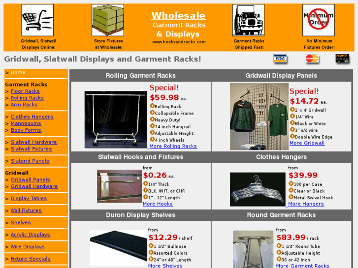 www.garment-racks-slatwall-fixtures-gridwall-hooks-displays.com