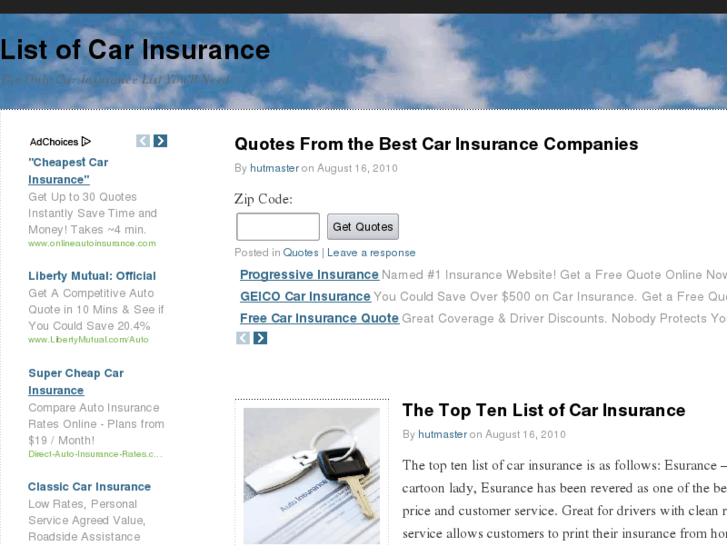 www.listofcarinsurance.com