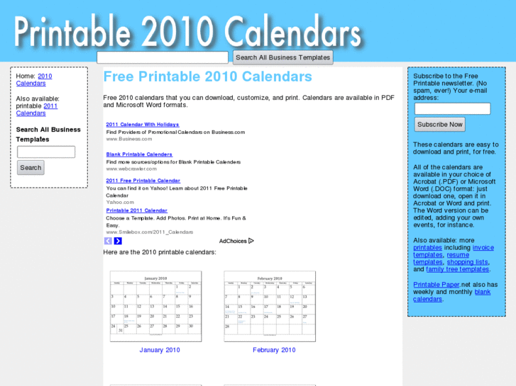 www.printable2010calendar.net