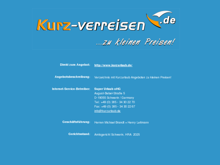 www.kurz-verreisen.com