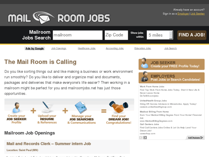 www.mailroomjobs.net