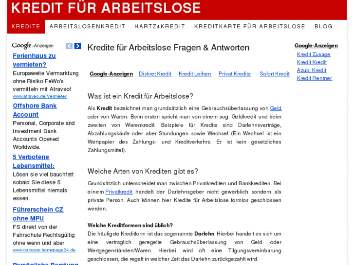 www.kreditarbeitslose.com