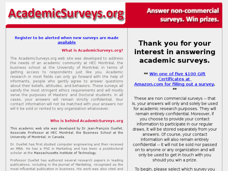 www.academicsurveys.org