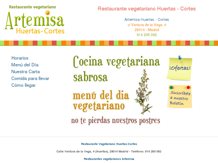 www.restaurantevegetarianohuertas.com