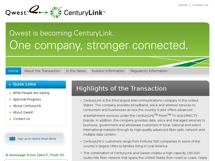 www.centurylinkqwestmerger.com