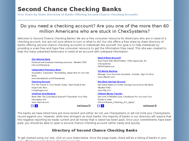 www.secondchancecheckingbanks.com