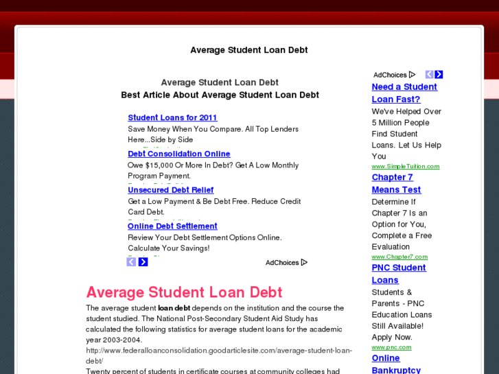 www.averagestudentloandebt.net