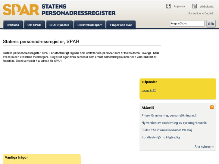 www.statenspersonadressregister.se