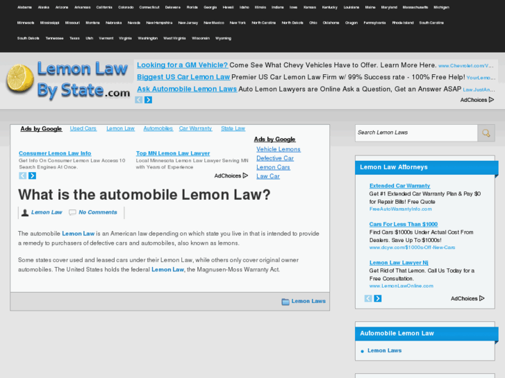 www.lemonlawbystate.com