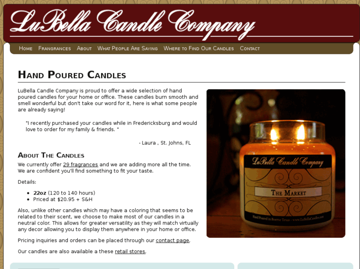 www.lubellacandlecompany.com