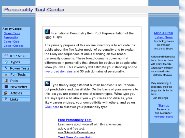 www.personalitytest.net