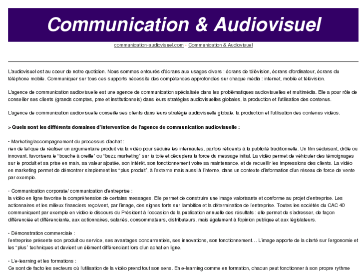 www.communication-audiovisuel.com