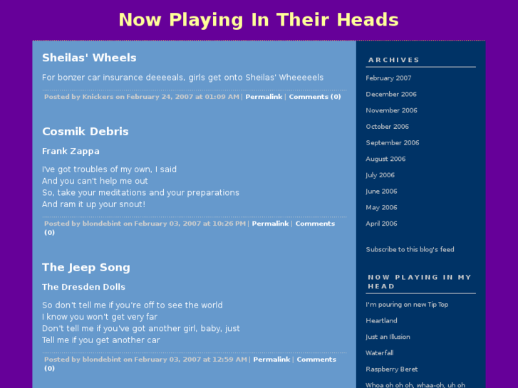 www.nowplayinginourheads.com