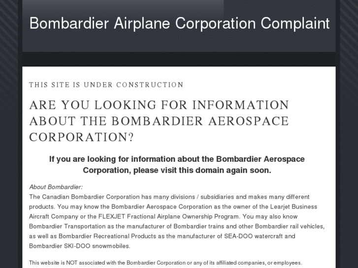 www.bombardier-airplane-corporation-complaint.com