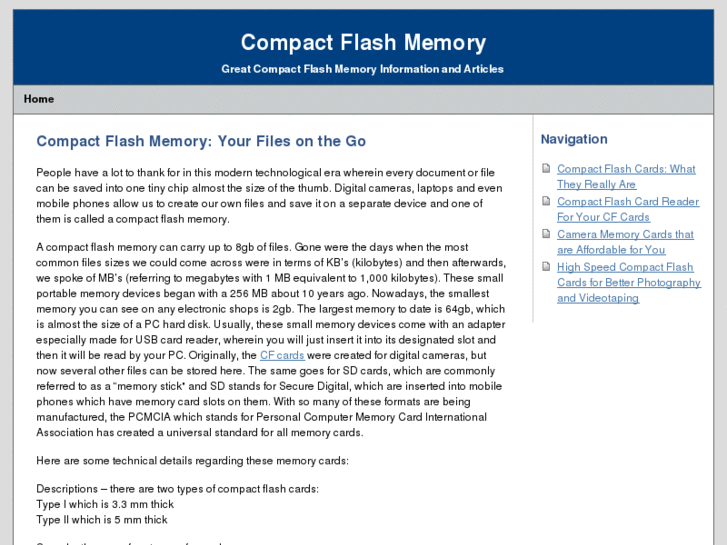 www.compactflashmemory.org