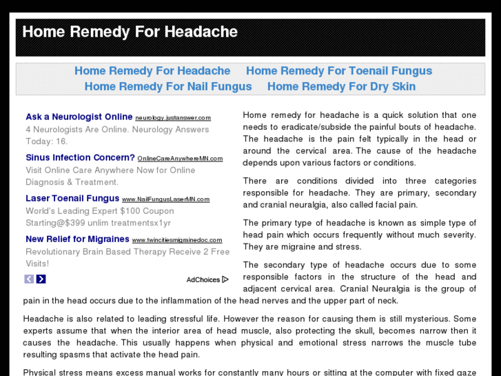 www.homeremedyforheadache.info