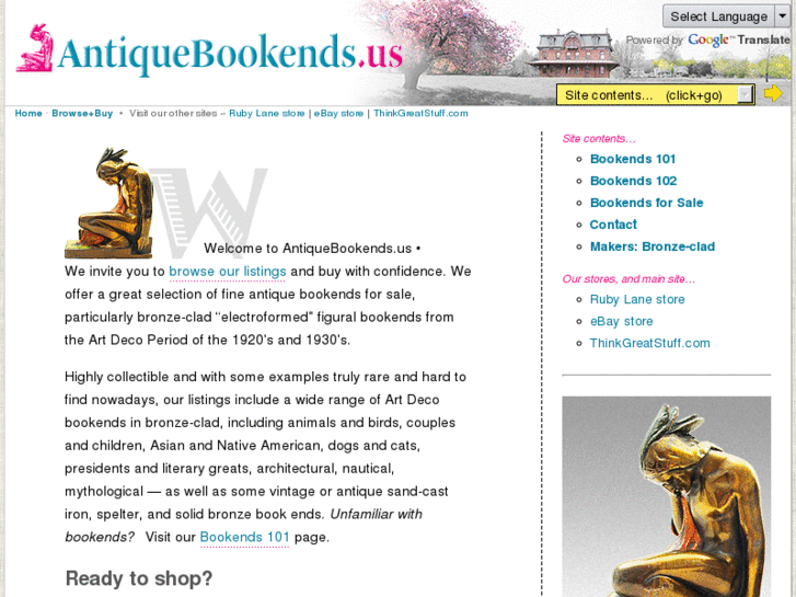 www.antiquebookends.us