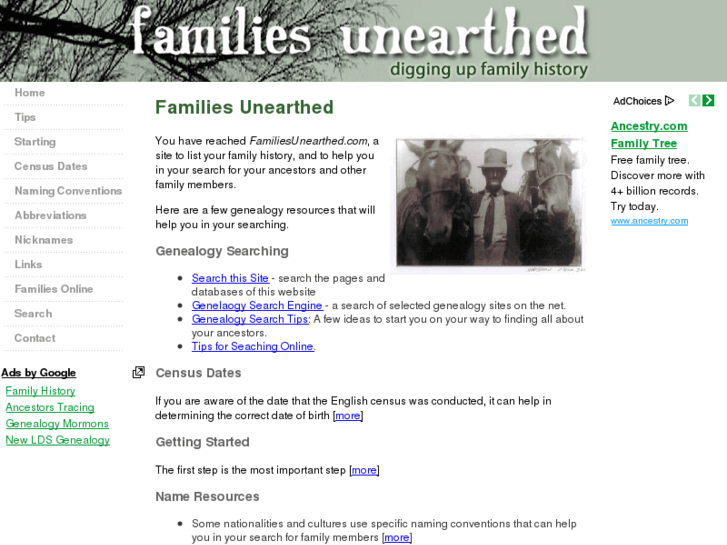 www.familiesunearthed.com