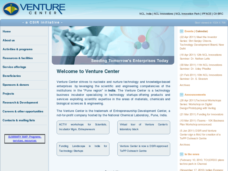 www.venturecenter.co.in