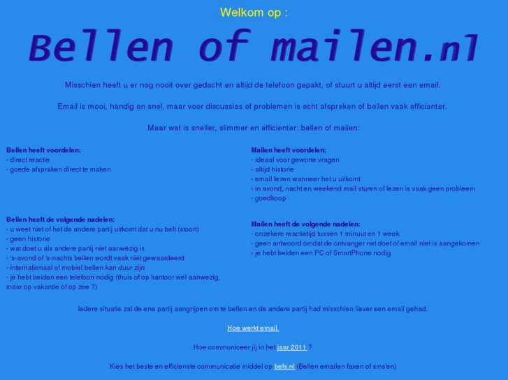 www.bellenofmailen.nl