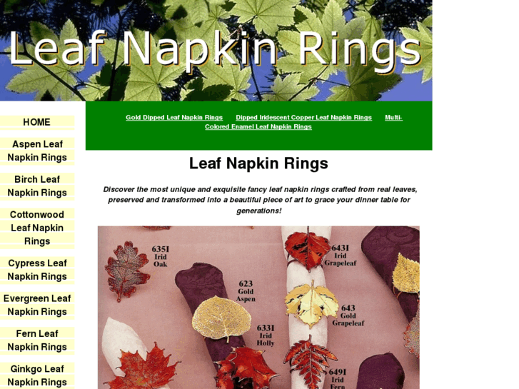 www.leafnapkinrings.com