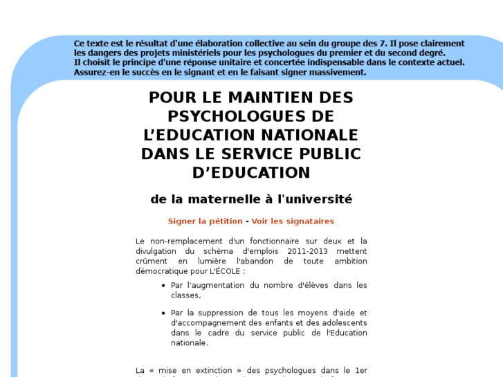 www.pourlemaintiendespsychologuesdansleservicepublicdeducation.org