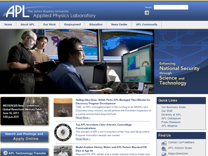 www.johnshopkinsuniversityappliedphysicslab.info
