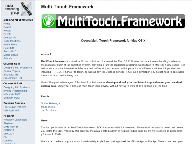 www.multitouchframework.com