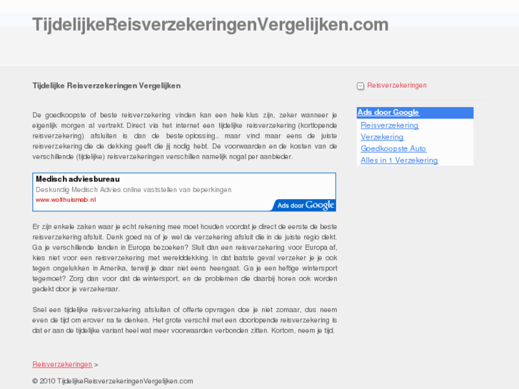 www.tijdelijkereisverzekeringenvergelijken.com