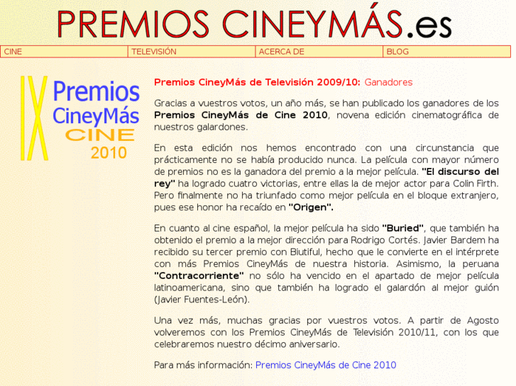 www.premioscineymas.es