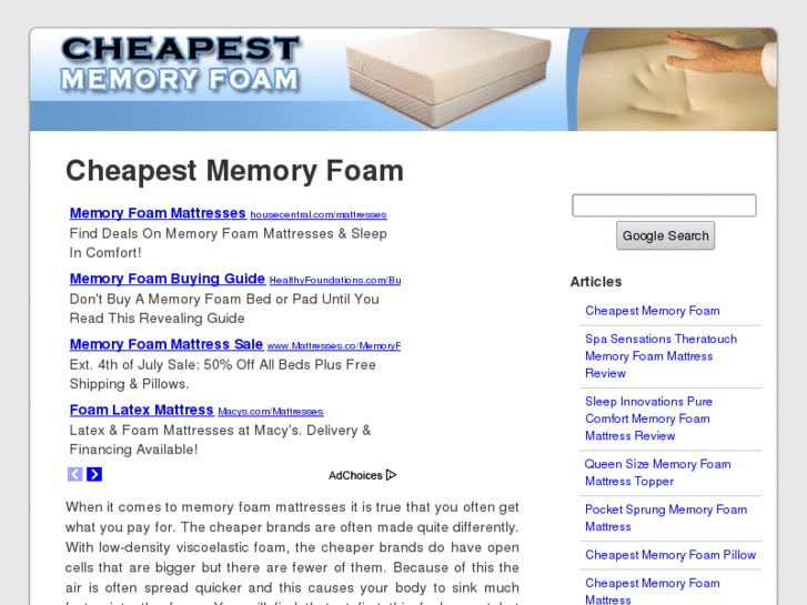 www.cheapestmemoryfoam.com