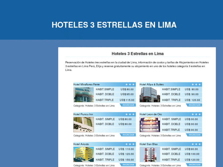 www.hoteles3estrellaslima.com