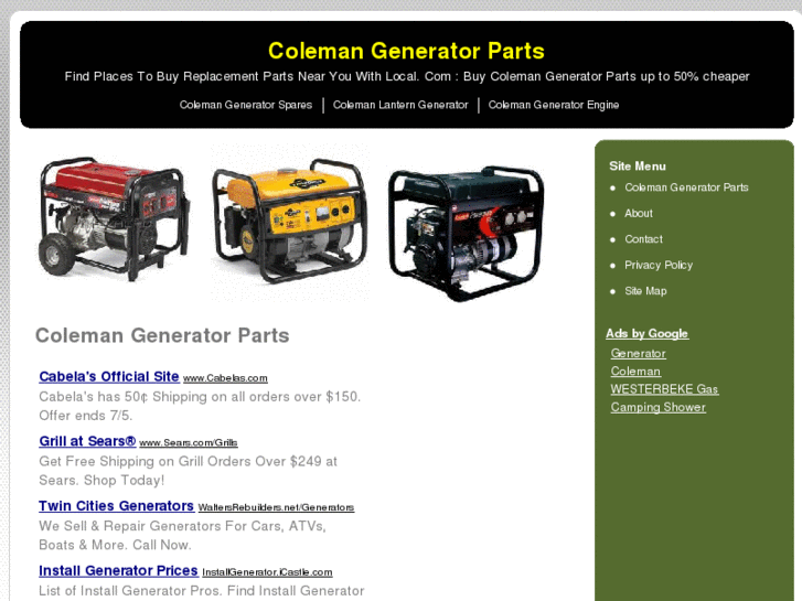 www.colemangeneratorparts.com