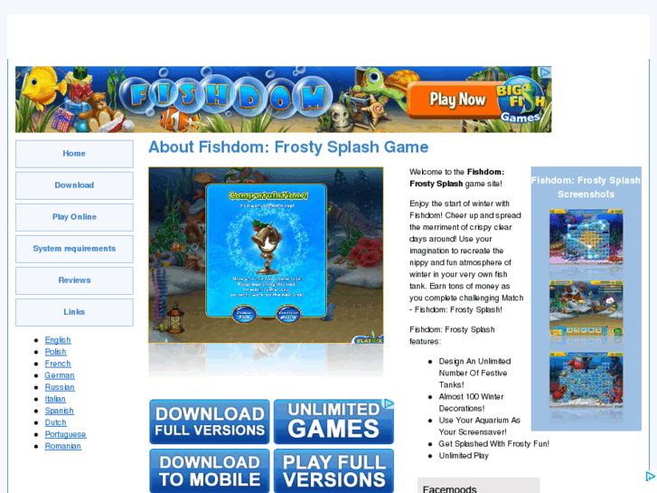 www.fishdomfrostysplashonlinegame.com