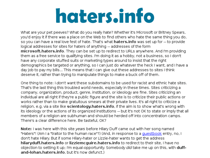 www.haters.info