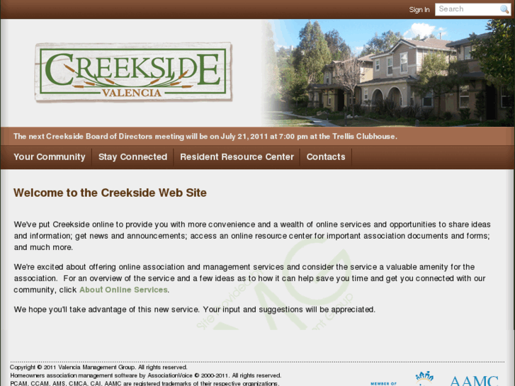 www.creeksidevalenciahoa.com