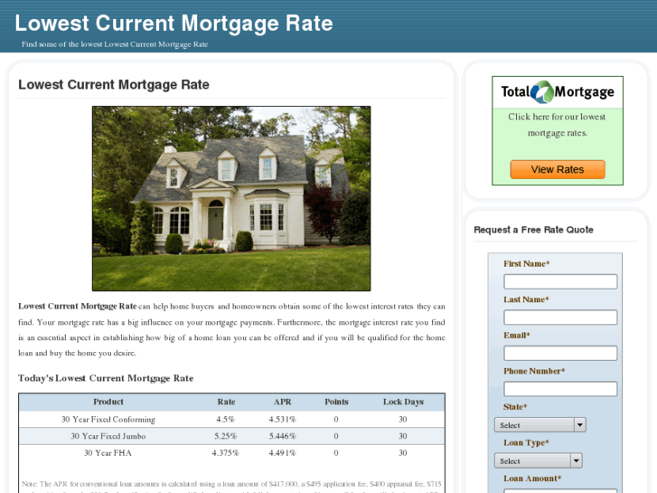 www.lowestcurrentmortgagerate.com