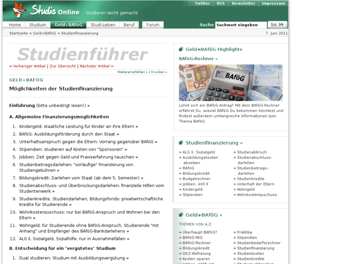 www.studienfinanzierung.info